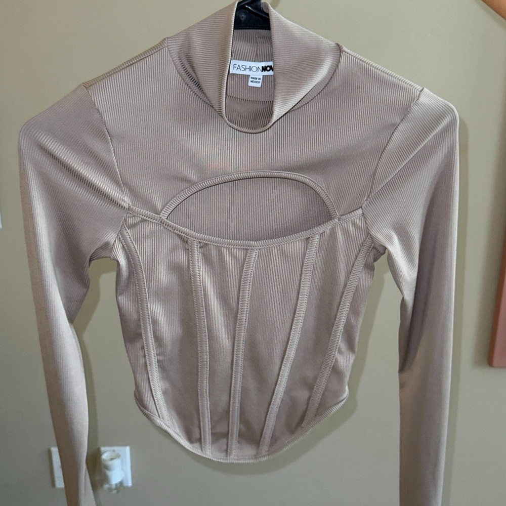 Fashion Nova Tan Ribbed Women's Top